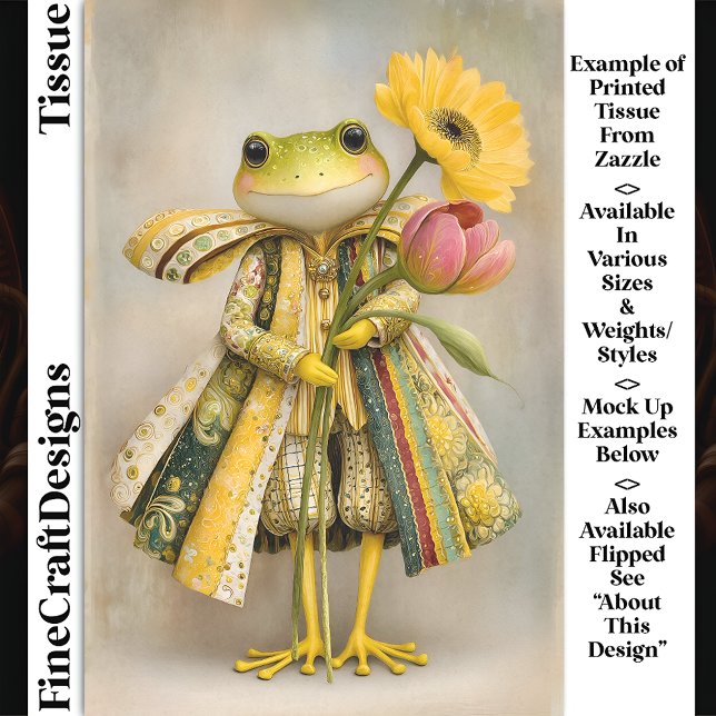 Whimsischer Frosch mit Frühlingsblumen DL8R Decoup Seidenpapier (Von Creator hochgeladen)