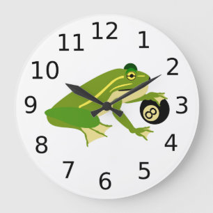 Whimsischer Frosch Palming und Achtball Große Wanduhr