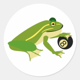 Whimsischer Frosch Palming und Achtball Runder Aufkleber