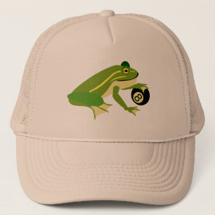Whimsischer Frosch Palming und Achtball Truckerkappe