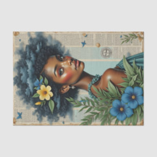 Whimsischer Frühling Collage Blue Tropical Art Seidenpapier