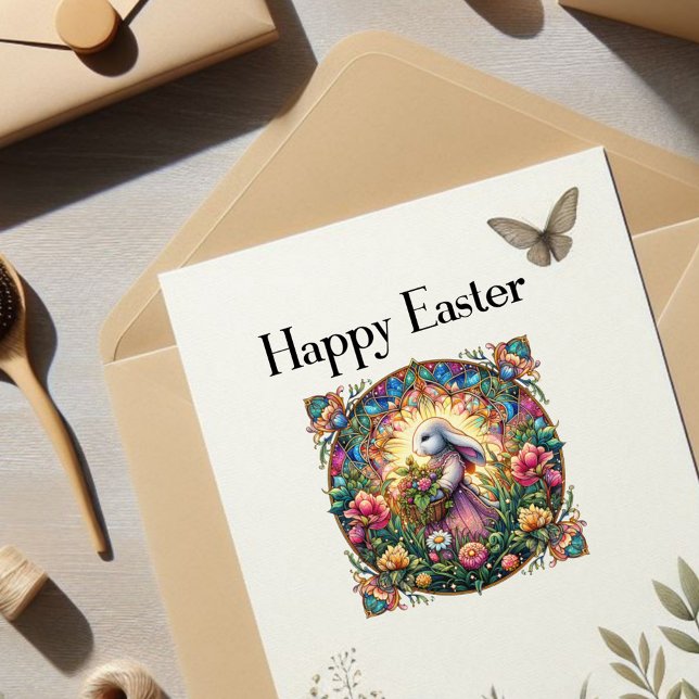 Whimsischer Frühling Jugendstil Ostern Bunny Aufkleber (Von Creator hochgeladen)