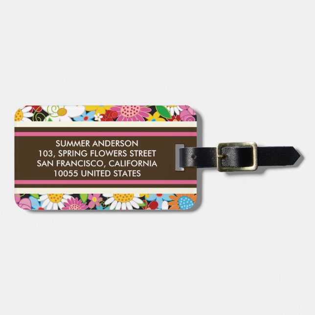 Whimsischer Frühlingsblumen Garten Blumengeflecht  Gepäckanhänger (Vorderseite horizontal)