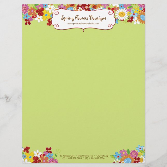 Whimsischer Frühlingsblumen Garten Custom Lethead Briefkopf (Vorderseite)