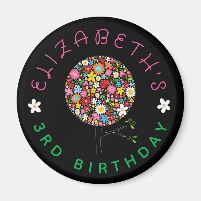 Whimsischer Frühlingsblumen Pop Baum Blüten Geburt Magnet (Vorne)