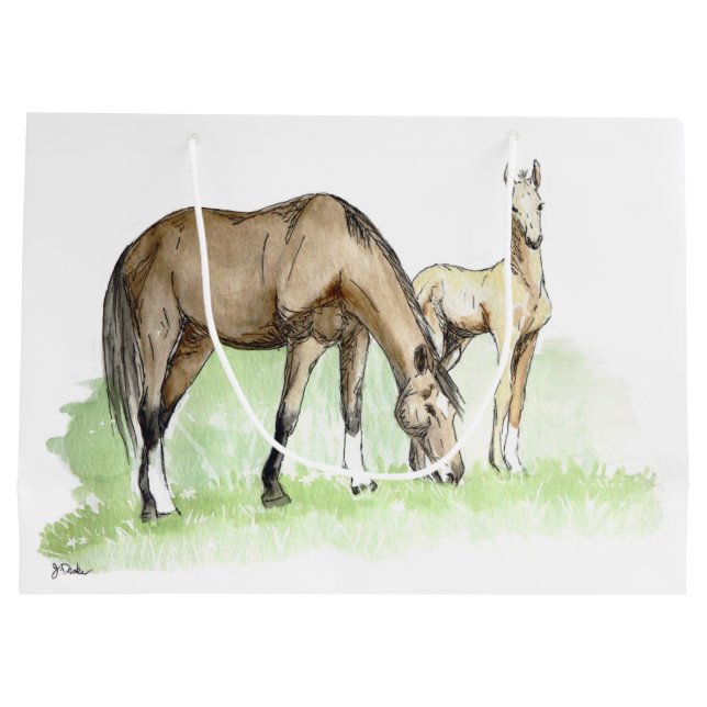 Whimsischer Frühlingsfohlen Große Geschenktüte (Rückseite)