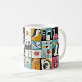Whimsischer Garten mit Vögeln und Blüten Kaffeetasse