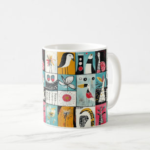 Whimsischer Garten mit Vögeln und Blüten Kaffeetasse