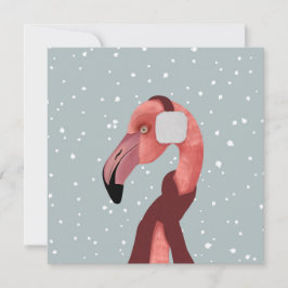Whimsischer, gemütlicher Winter Flamingo mit Scarf