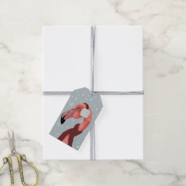 Whimsischer, gemütlicher Winter Flamingo mit Scarf Geschenkanhänger