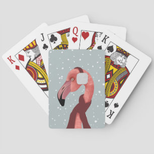 Whimsischer, gemütlicher Winter Flamingo mit Scarf Spielkarten
