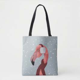 Whimsischer, gemütlicher Winter Flamingo mit Scarf Tasche