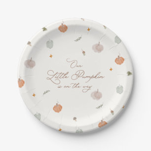 Whimsischer Herbst, kleine Kürbis-Baby-Party Pappteller