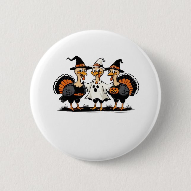 Whimsischer Herbstpatchwork Pumpkin Cosy Fall Flor Button (Vorderseite)