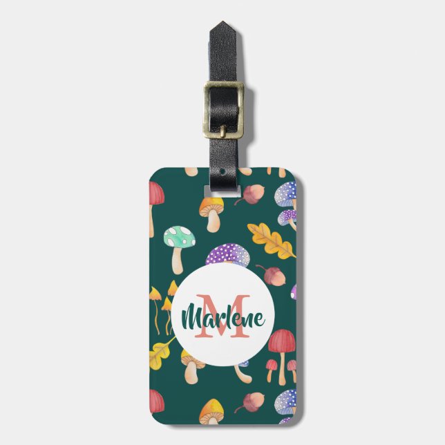 Whimsischer Herbstpilz | PERSONALISIERT Gepäckanhänger (Vorderseite vertikal)