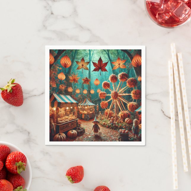 Whimsischer Herbstwald Karneval Dekoupage Napkins Serviette (Beispiel)