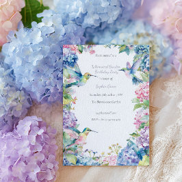 Whimsischer Hummingbird mit Hydrangeas zum Geburts Einladung
