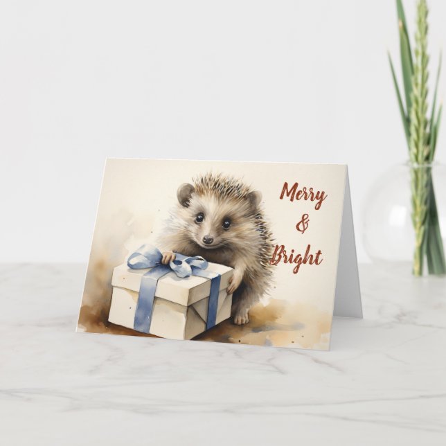Whimsischer Igel Weihnachtskarte Karte (Vorderseite)