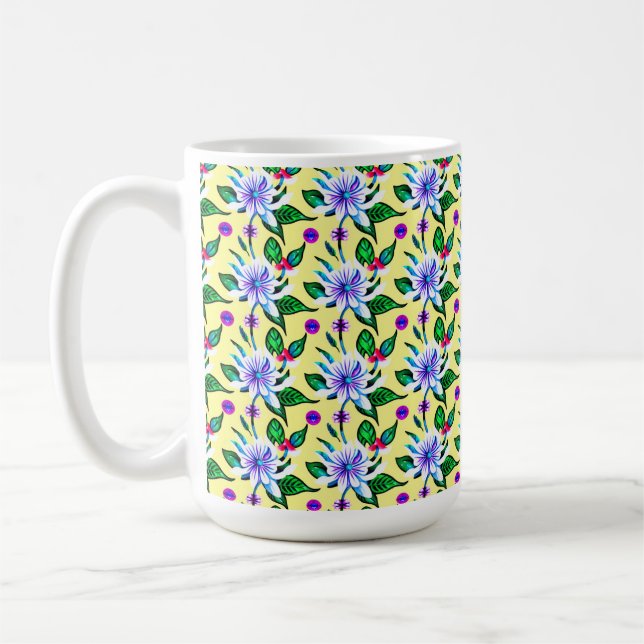 Whimsischer Jugendstil Floral Wasserfarben Muster Kaffeetasse (Links)