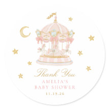 Whimsischer Karussell-Baby-Shower-Dankeschön-Aufkl