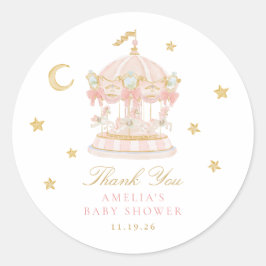 Whimsischer Karussell-Baby-Shower-Dankeschön-Aufkl Runder Aufkleber