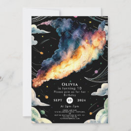 Whimsischer kosmischer Raum Geburtstag Einladung