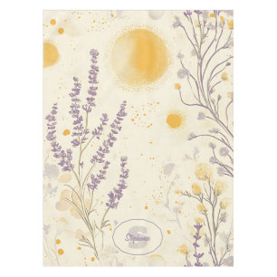 Whimsischer Lavendel und gelbes Blumenmuster Tischdecke