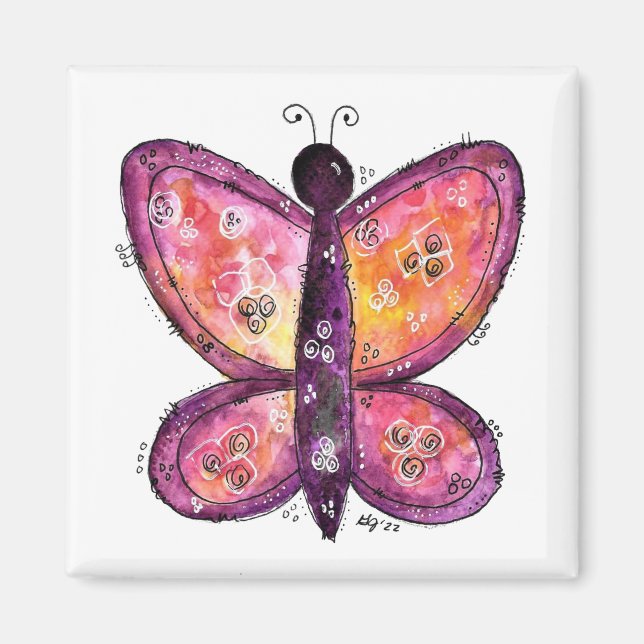 Whimsischer Lila Schmetterling Magnet (Vorne)