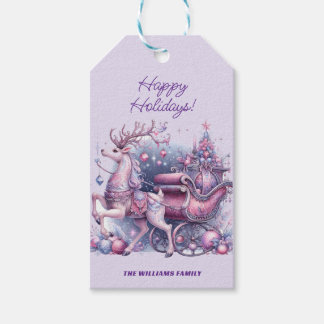 Whimsischer Lila Weihnachtsbaum Geschenkanhänger