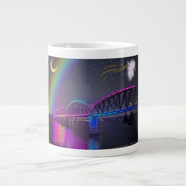 Whimsischer Märchenkaffee Tasse mit Regenbogen (Vorderseite)