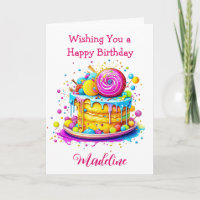 Whimsischer Mattierter Kuchen Personalisiert Gebur