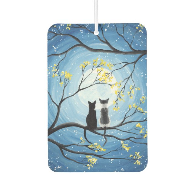 Whimsischer Mond mit Katzen Autolufterfrischer (Vorderseite)