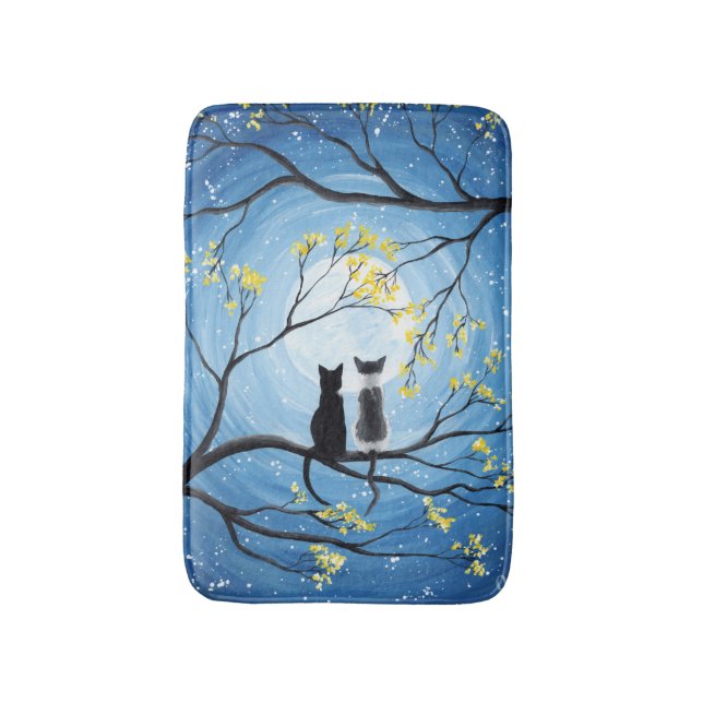 Whimsischer Mond mit Katzen Badematte (Vorderseite Vertikal)