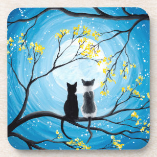 Whimsischer Mond mit Katzen Getränkeuntersetzer