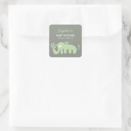 Whimsischer Niedlicher Cartoon Grüne Elephant Baby Quadratischer Aufkleber