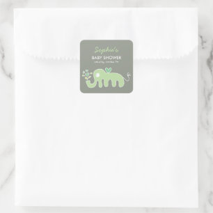 Whimsischer Niedlicher Cartoon Grüne Elephant Baby Quadratischer Aufkleber