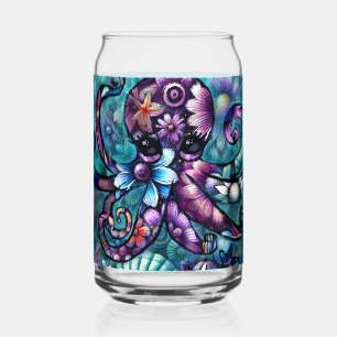 Whimsischer Octopus Floral Aquamarine Lila blaue K Dosenglas