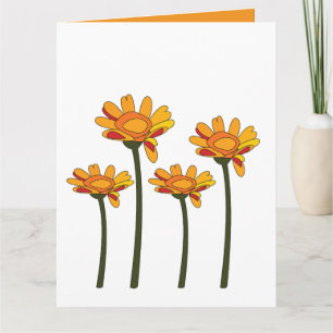 Whimsischer Orange Roter Blumen Floral Karte