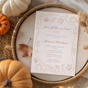 Whimsischer orangefarbener Fall in Liebe Brautpart Einladung