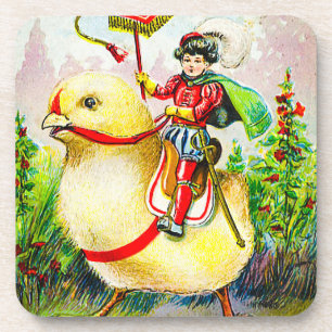 Whimsischer Ostergruss: Rider auf Riesenkick Getränkeuntersetzer