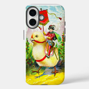 Whimsischer Ostergruss: Rider auf Riesenkick iPhone 16 Hülle