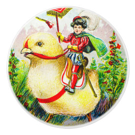 Whimsischer Ostergruss: Rider auf Riesenkick Keramikknauf