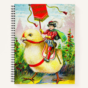 Whimsischer Ostergruss: Rider auf Riesenkick Notizbuch