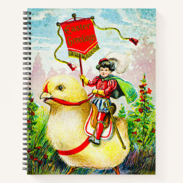 Whimsischer Ostergruss: Rider auf Riesenkick Notizbuch