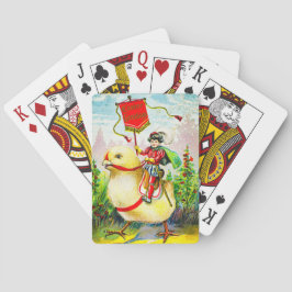 Whimsischer Ostergruss: Rider auf Riesenkick Spielkarten