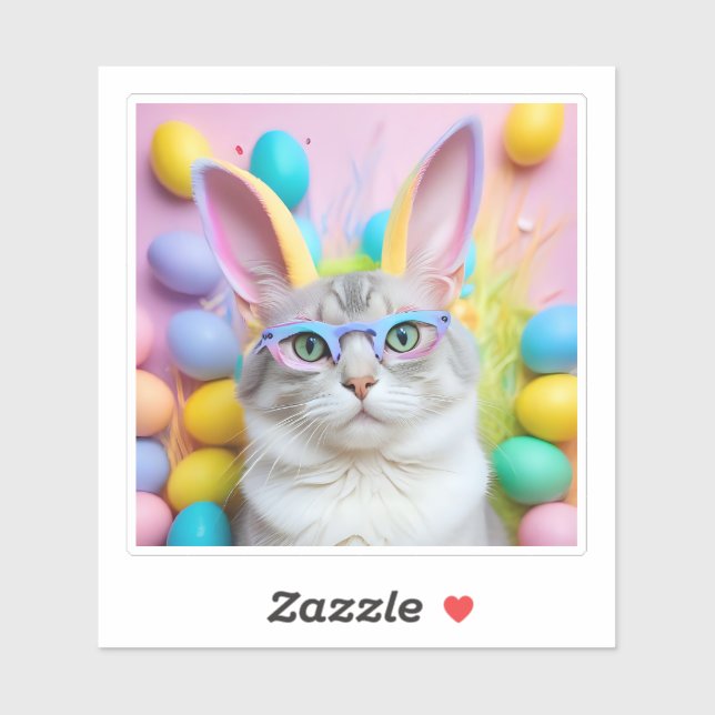 Whimsischer Osterkatze mit sonnigen Ohren Aufkleber (Blatt)