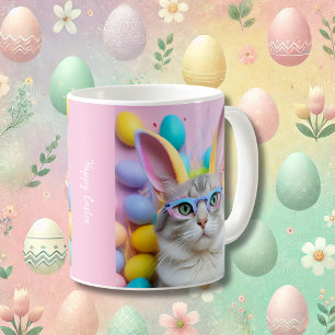 Whimsischer Osterkatze mit sonnigen Ohren Kaffeetasse