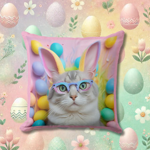 Whimsischer Osterkatze mit sonnigen Ohren Kissen