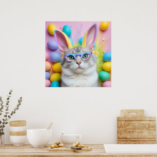 Whimsischer Osterkatze mit sonnigen Ohren Poster