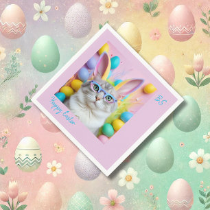 Whimsischer Osterkatze mit sonnigen Ohren Serviette